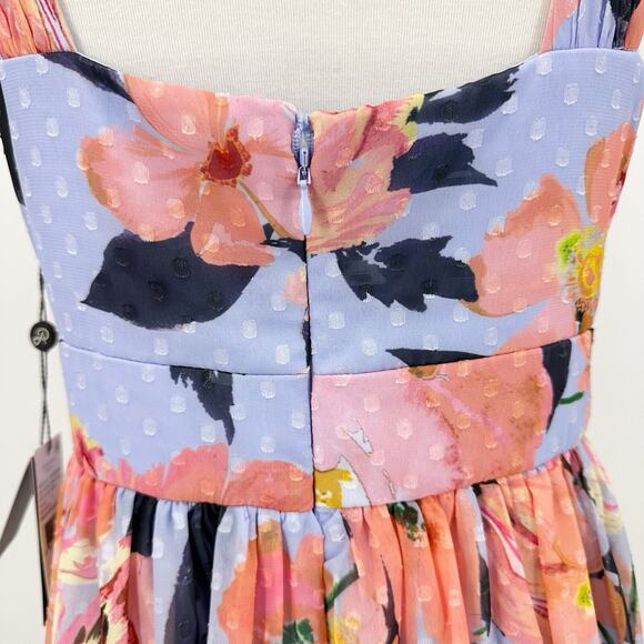 Adrianna Papell Womens Maxi Dress 6 Floral Chiffon Formal Gown Wedding Guest - Picture 4 of 11